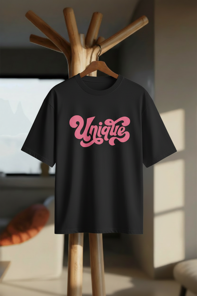 Unique – Oversized Standard T-Shirt - Hanger Mockup