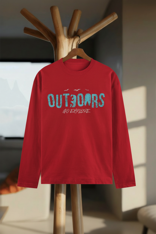 Go Explore Outdoors Full Sleeve T-Shirt - Hanger Mockup