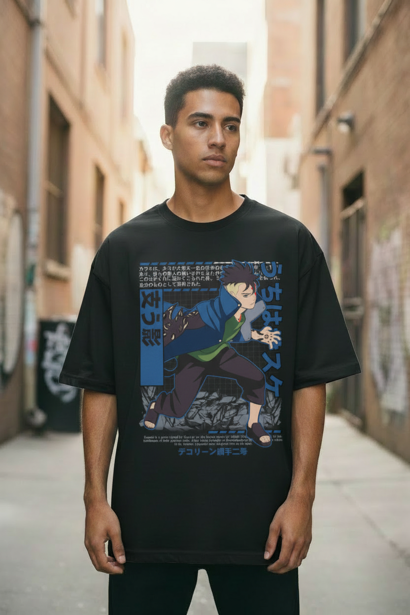 Male model wearing Kawaki – Karma Vessel oversized t-shirt