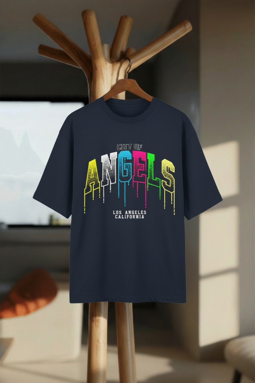 City of Angels – Los Angeles Drip Oversized T-Shirt - Hanger Mockup