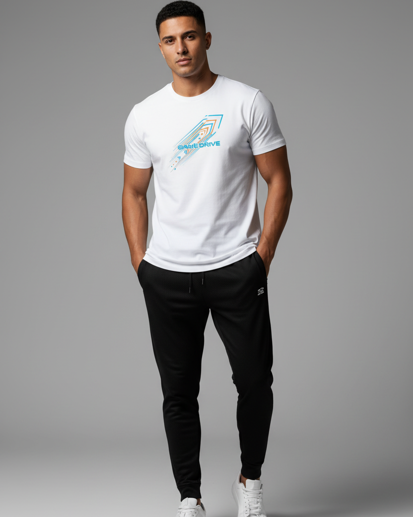 Model wearing Game Drive-Basic T-Shirt