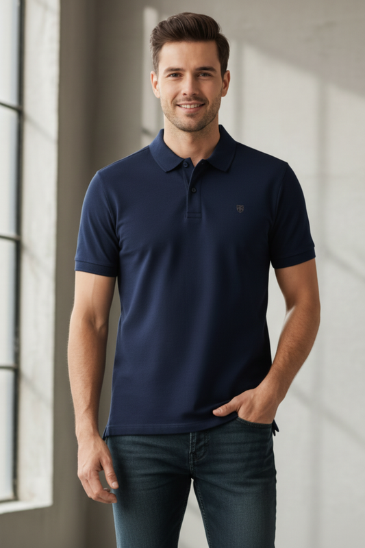 Classic Men's Polo t-shirt regular fit cotton fabric heavyweight fabric detail view by HAViT Apparel