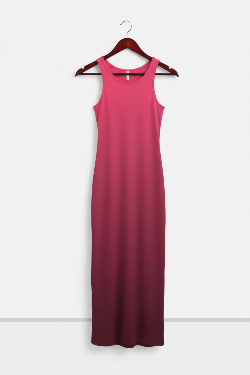 Crimson Noir Ombre Bodycon Dress - crimson noir ombre bodycon dress on wooden hanger, white studio background