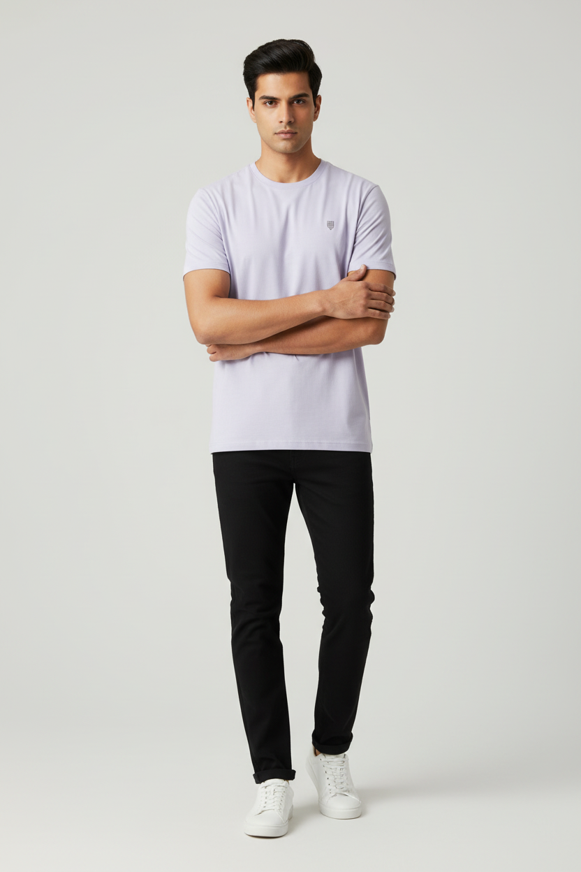 Men's Cotton Stretch T-Shirt – Lavender – Indian Male Model