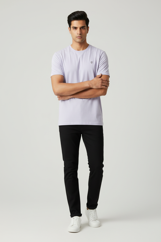 Men's Cotton Stretch T-Shirt – Lavender – Indian Male Model