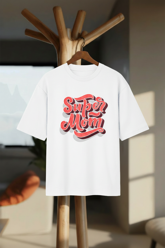 Super Mom – Oversized Graphic T-Shirt - Hanger Mockup