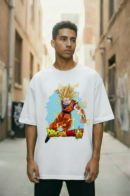 Male model wearing Blazing Ascension Warrior oversized t-shirt