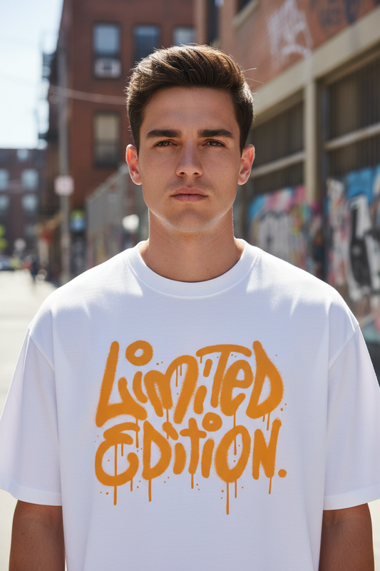 Male model wearing Limited Edition Graffiti Drip oversized t-shirt
