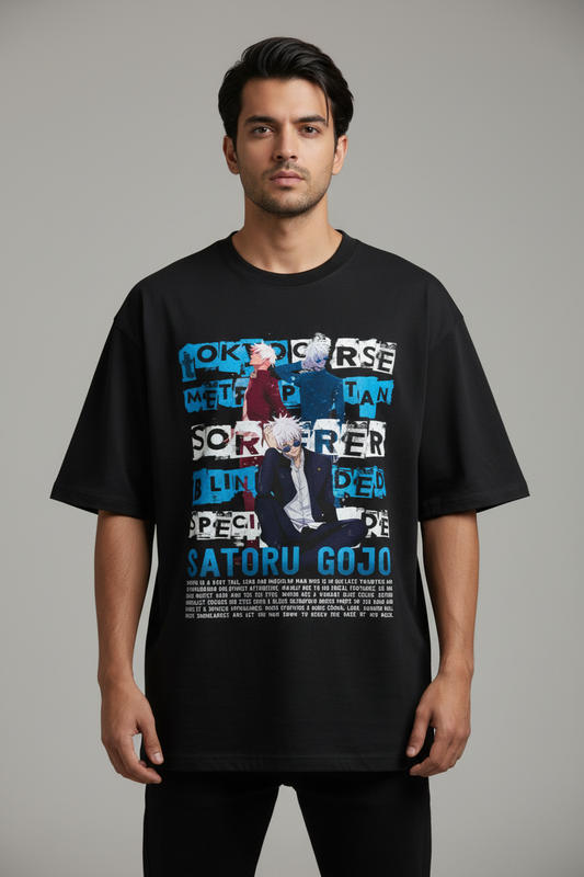 Limitless Icon Oversized T-Shirt – Black – Front – Indian Male Model
