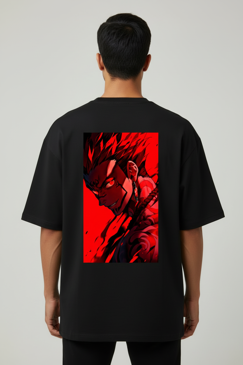Cursed King Rage Oversized T-Shirt – Black – Back – Indian Male Model