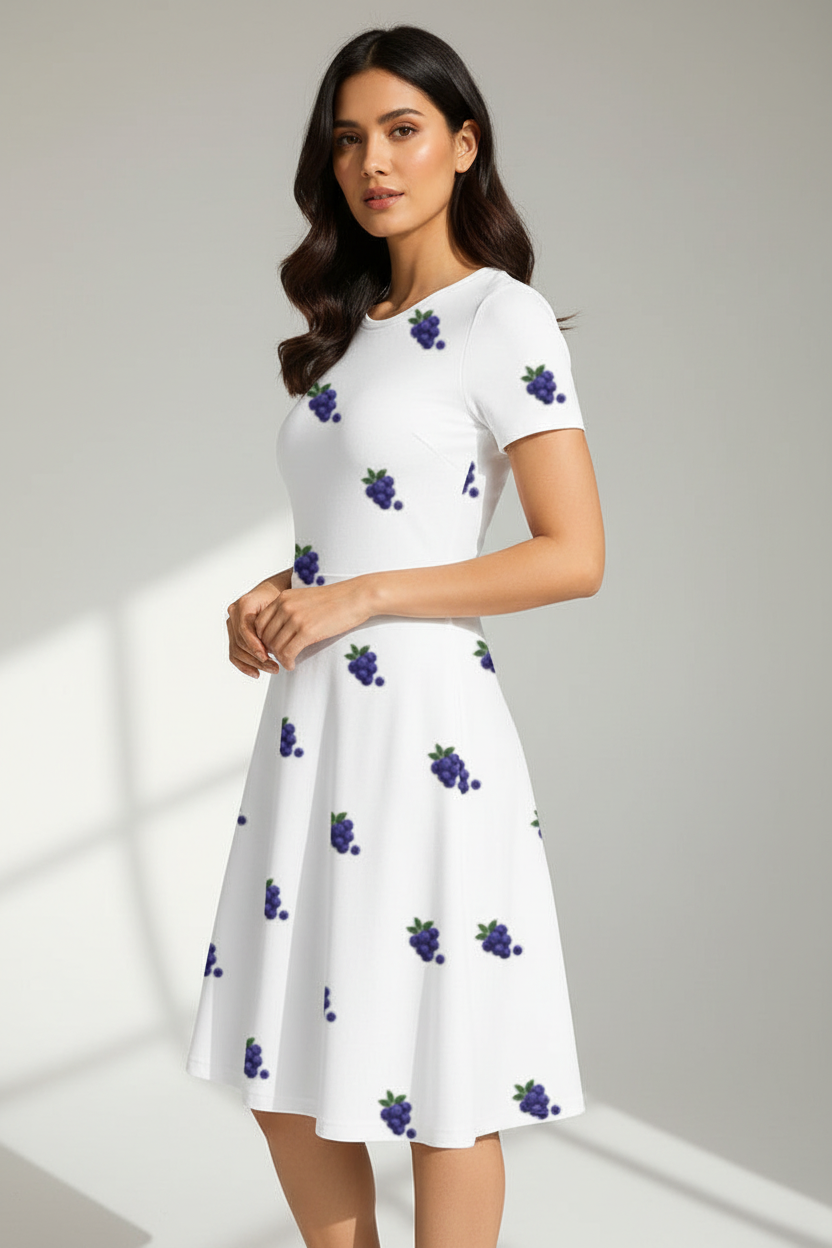 Indian model wearing berry bliss A-line dress