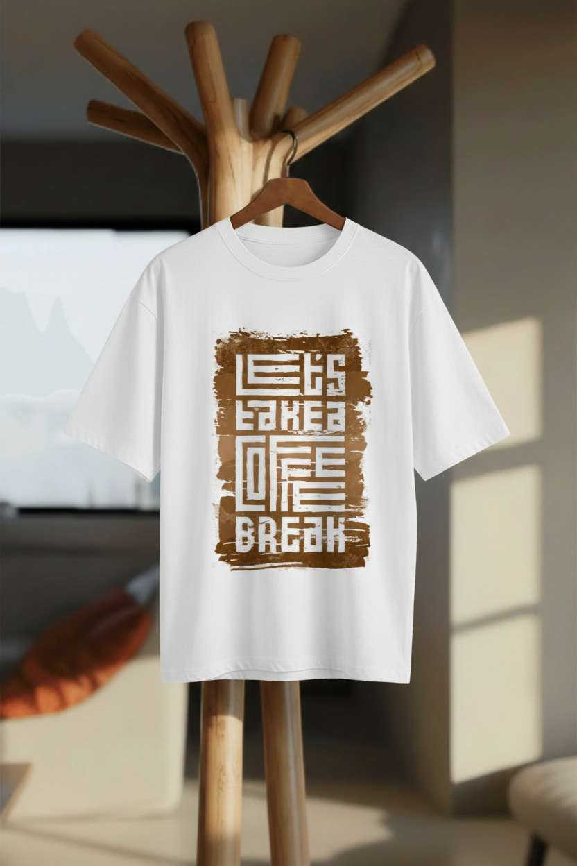 Let's Take a Coffee Break – Oversized T-Shirt - Hanger Mockup