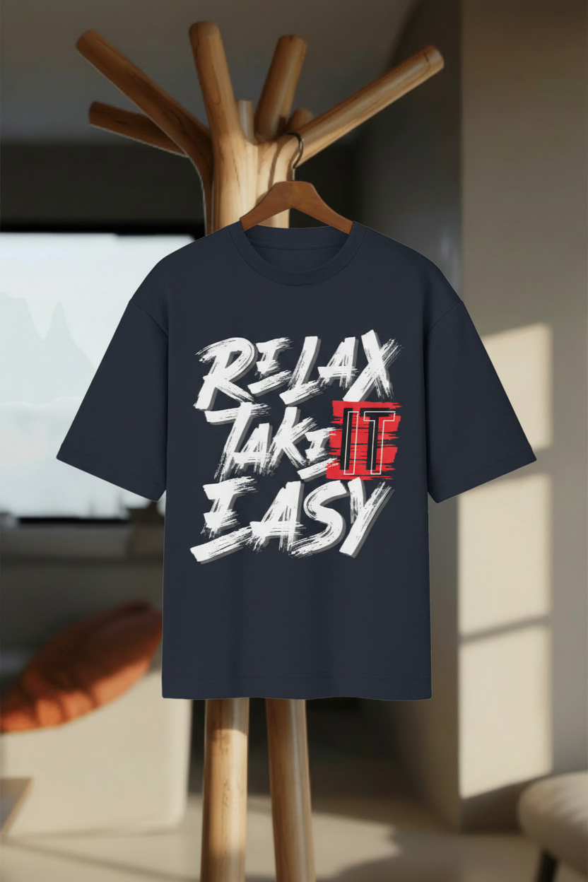Relax. Take It Easy – Oversized T-Shirt - Hanger Mockup