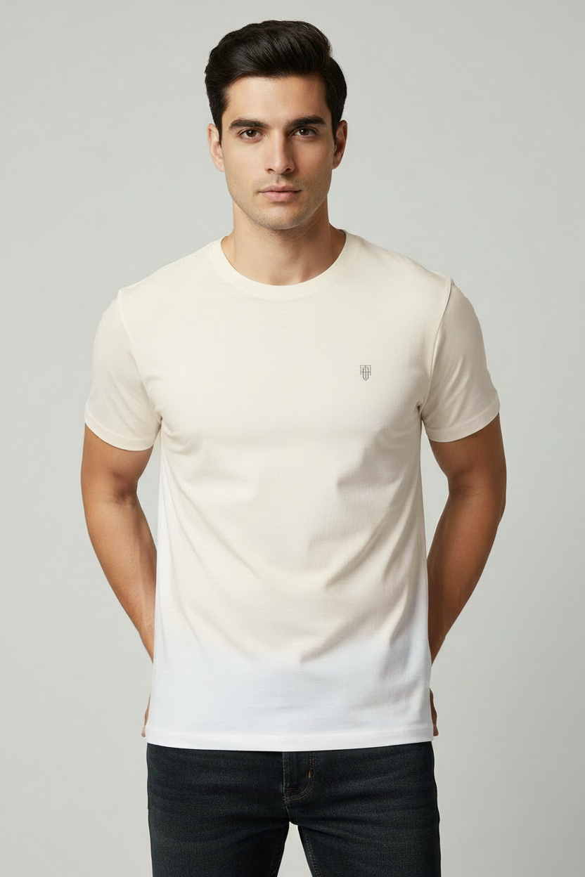 HAViT Men's Crew Neck T-Shirt – Off White – Indian Male Model
