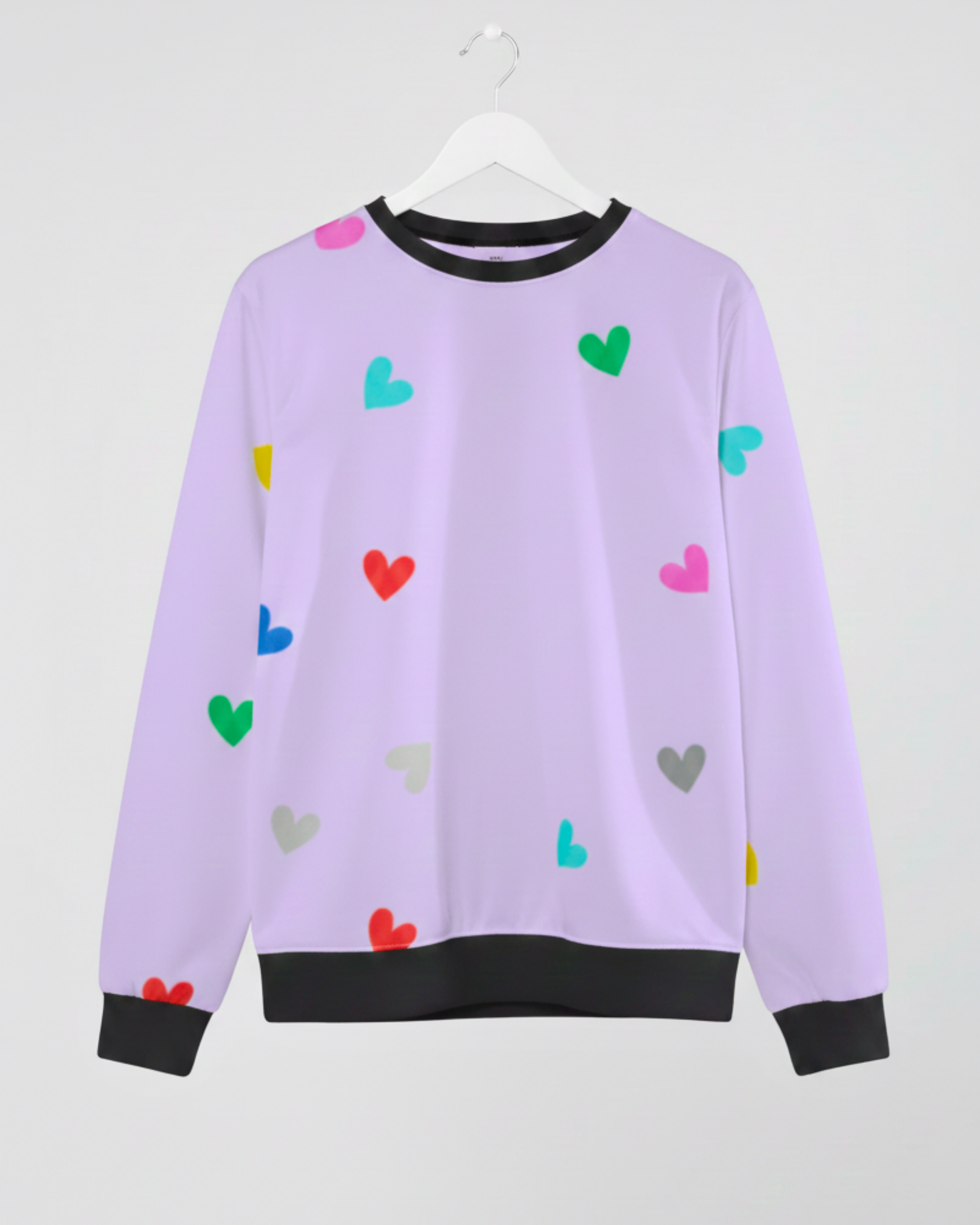 Cute Hearts Pattern Women's Sweatshirt sweatshirt regular fit heavyweight fabric printed design detail view by HAViT Apparel