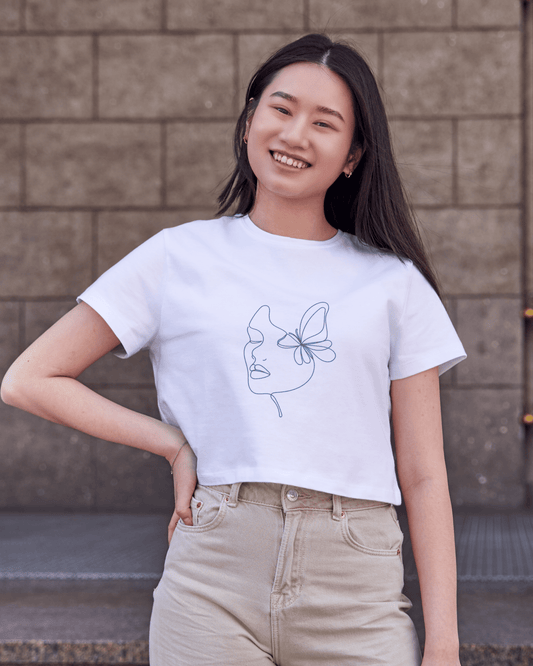 Single Line Muse Crop Top cotton fabric heavyweight fabric detail view by HAViT Apparel