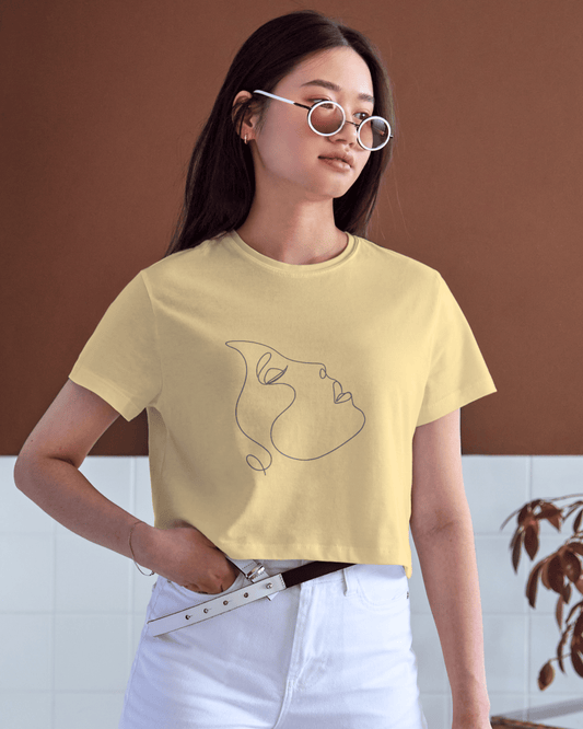 Single Line Silhouette Crop Top cotton fabric heavyweight fabric detail view by HAViT Apparel
