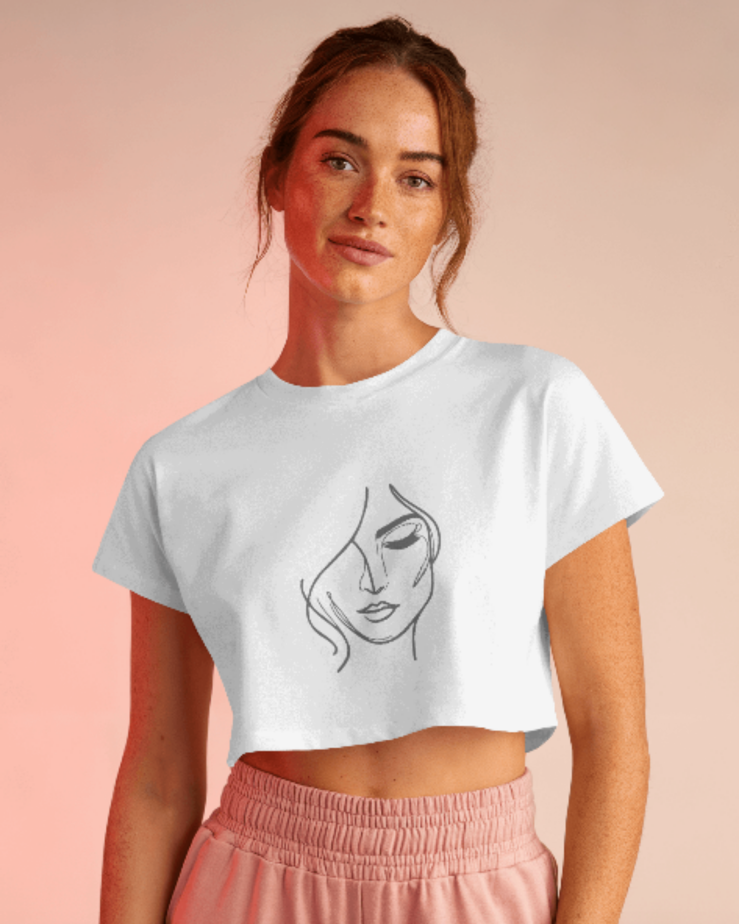 Minimal One-Line Face Crop Tee cotton fabric heavyweight fabric detail view by HAViT Apparel