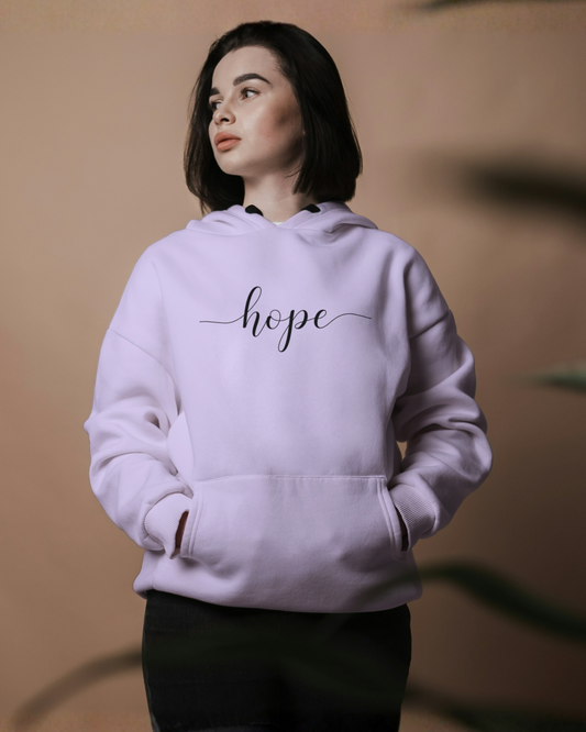 HOPE Oversized Hoodie – Minimal Uplift Edition hoodie oversized fit cotton fabric heavyweight fabric printed design detail view by HAViT Apparel