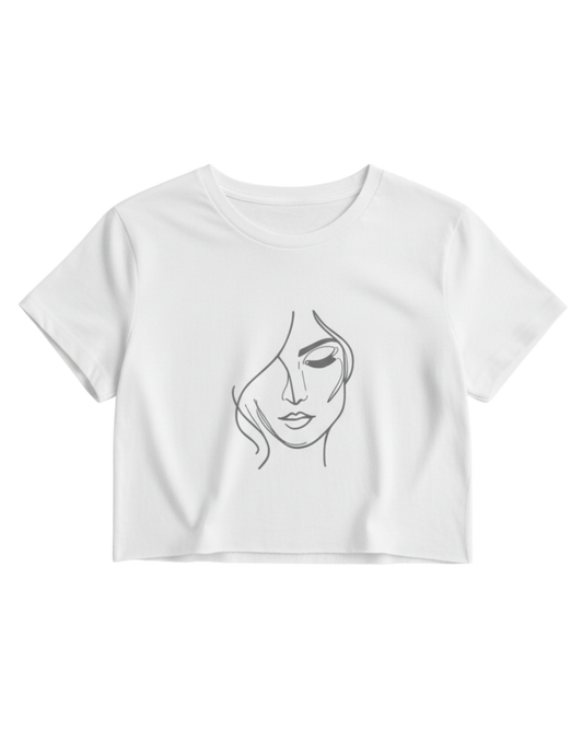 Minimal One-Line Face Crop Tee cotton fabric heavyweight fabric detail view by HAViT Apparel