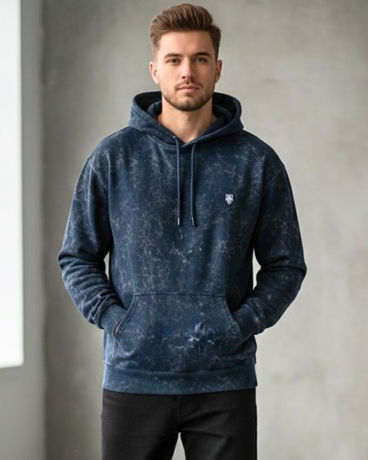 Midnight Navy Men's Acid Washed Hoodie