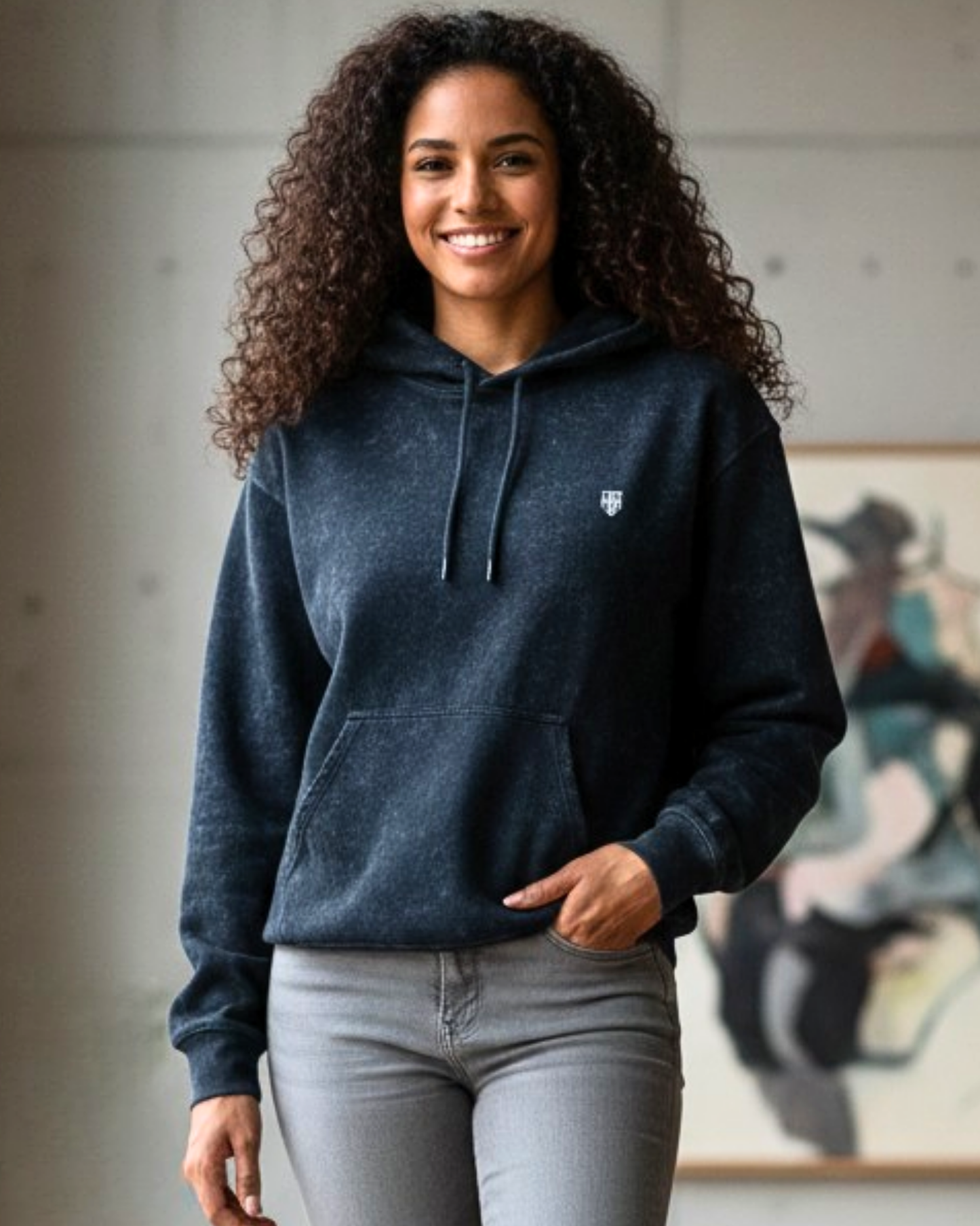 Midnight Navy Women's Acid Washed Hoodie
