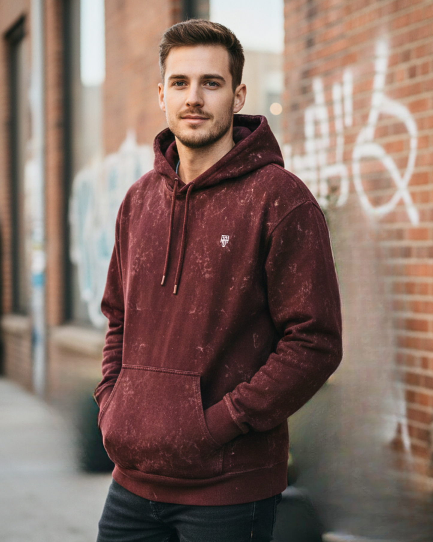 Heritage Red Men's Acid Washed Hoodie