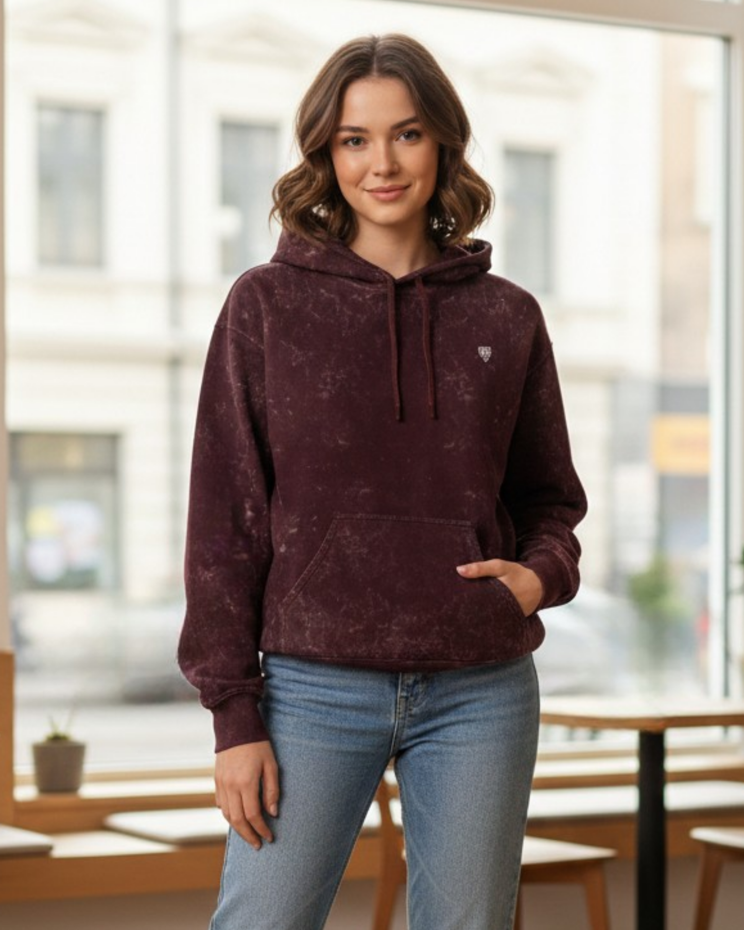 Heritage Red Women's Acid Washed Hoodie