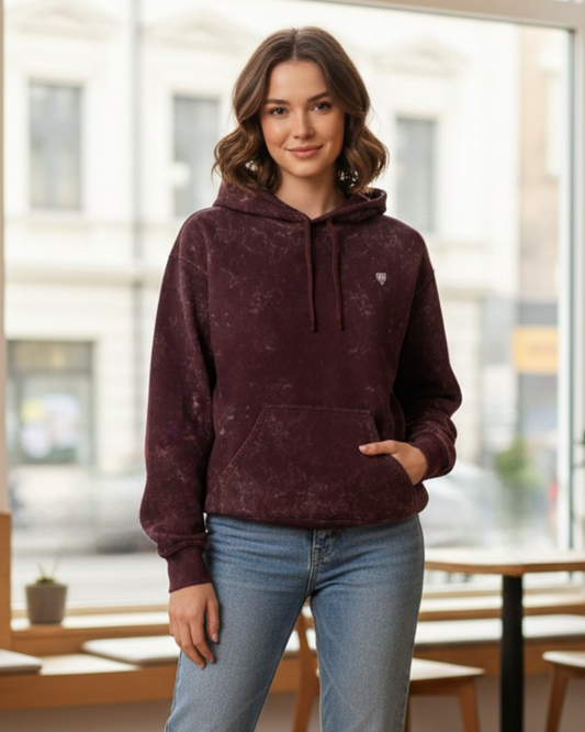 Heritage Red Women's Acid Washed Hoodie