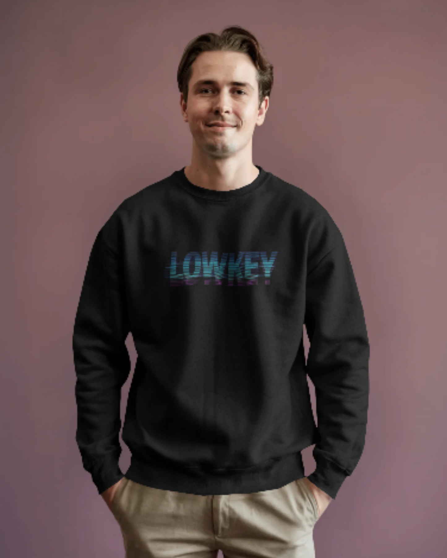 Lowkey Classic Men’s Sweatshirt sweatshirt regular fit cotton fabric heavyweight fabric printed design detail view by HAViT Apparel