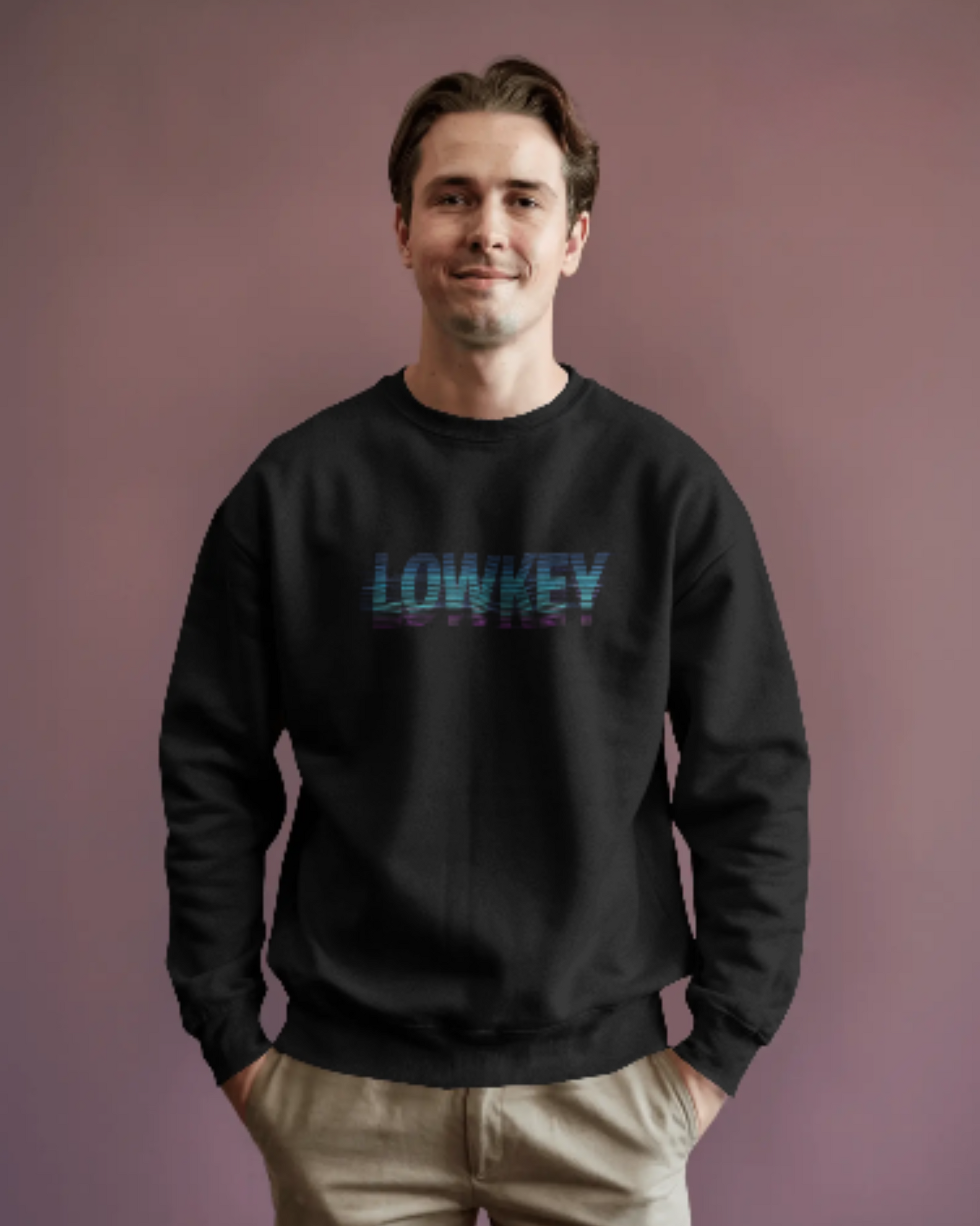 Lowkey Classic Men’s Sweatshirt sweatshirt regular fit cotton fabric heavyweight fabric printed design detail view by HAViT Apparel
