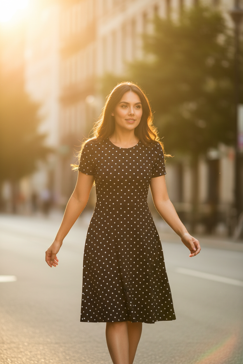 Women's Luna Dot A-Line Dress Black White Polka Dot Outdoor Lifestyle – HAViT Apparel
