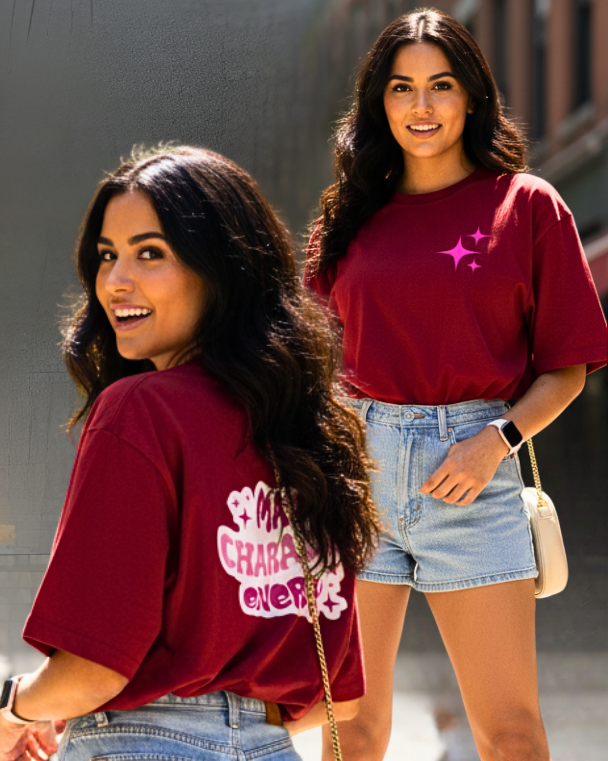 Main Character Vibes Oversized T-Shirt t-shirt oversized fit cotton fabric heavyweight fabric graphic print printed design detail view by HAViT Apparel