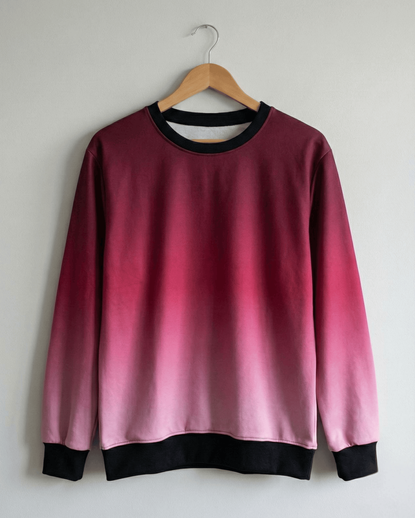 Men’s Maroon Gradient Sweatshirt sweatshirt regular fit heavyweight fabric printed design detail view by HAViT Apparel