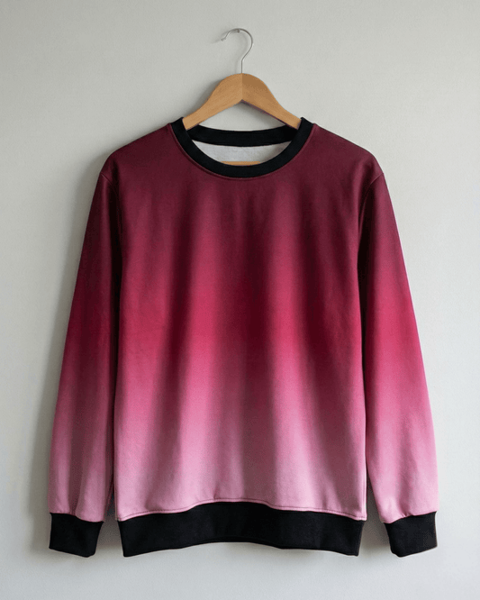 Men’s Maroon Gradient Sweatshirt sweatshirt regular fit heavyweight fabric printed design detail view by HAViT Apparel