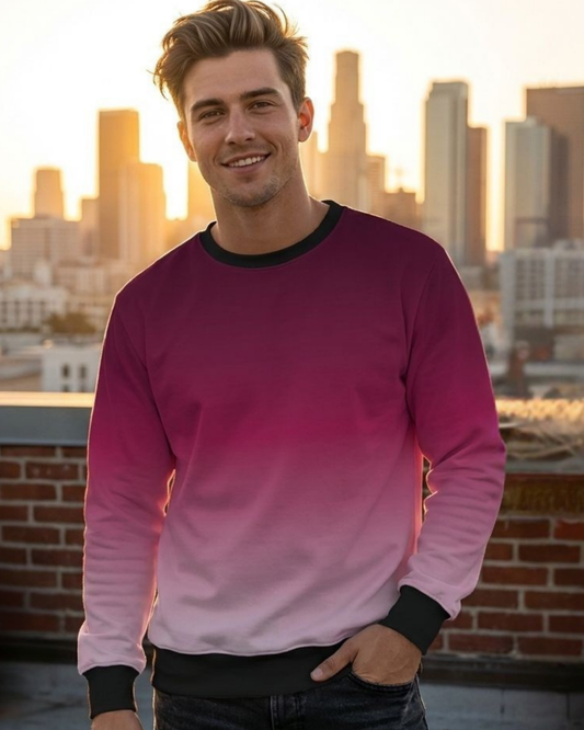 Men’s Maroon Gradient Sweatshirt sweatshirt regular fit heavyweight fabric printed design detail view by HAViT Apparel