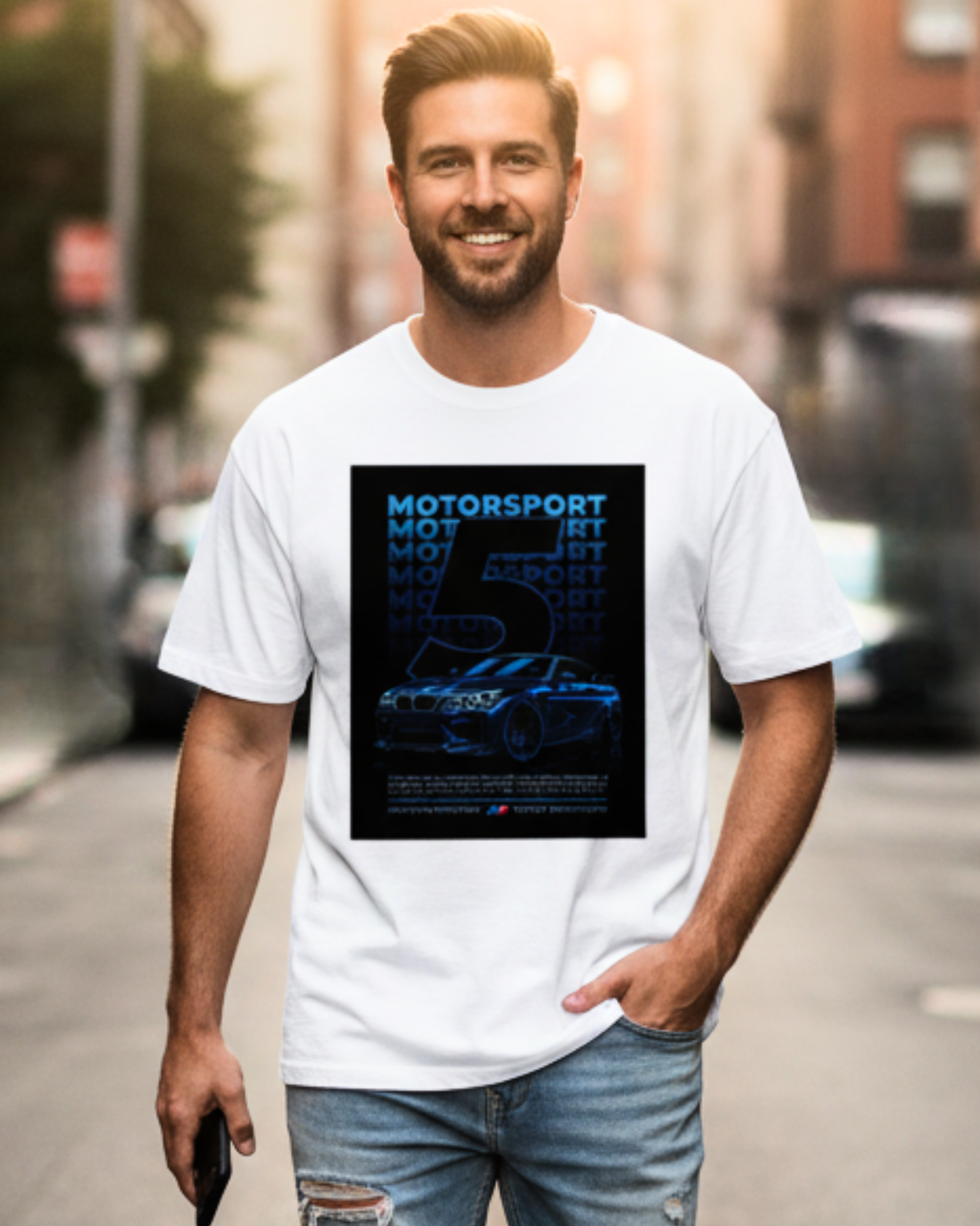 Motorsport Five Oversized Terry Tshirt oversized fit cotton fabric heavyweight fabric graphic print printed design detail view by HAViT Apparel