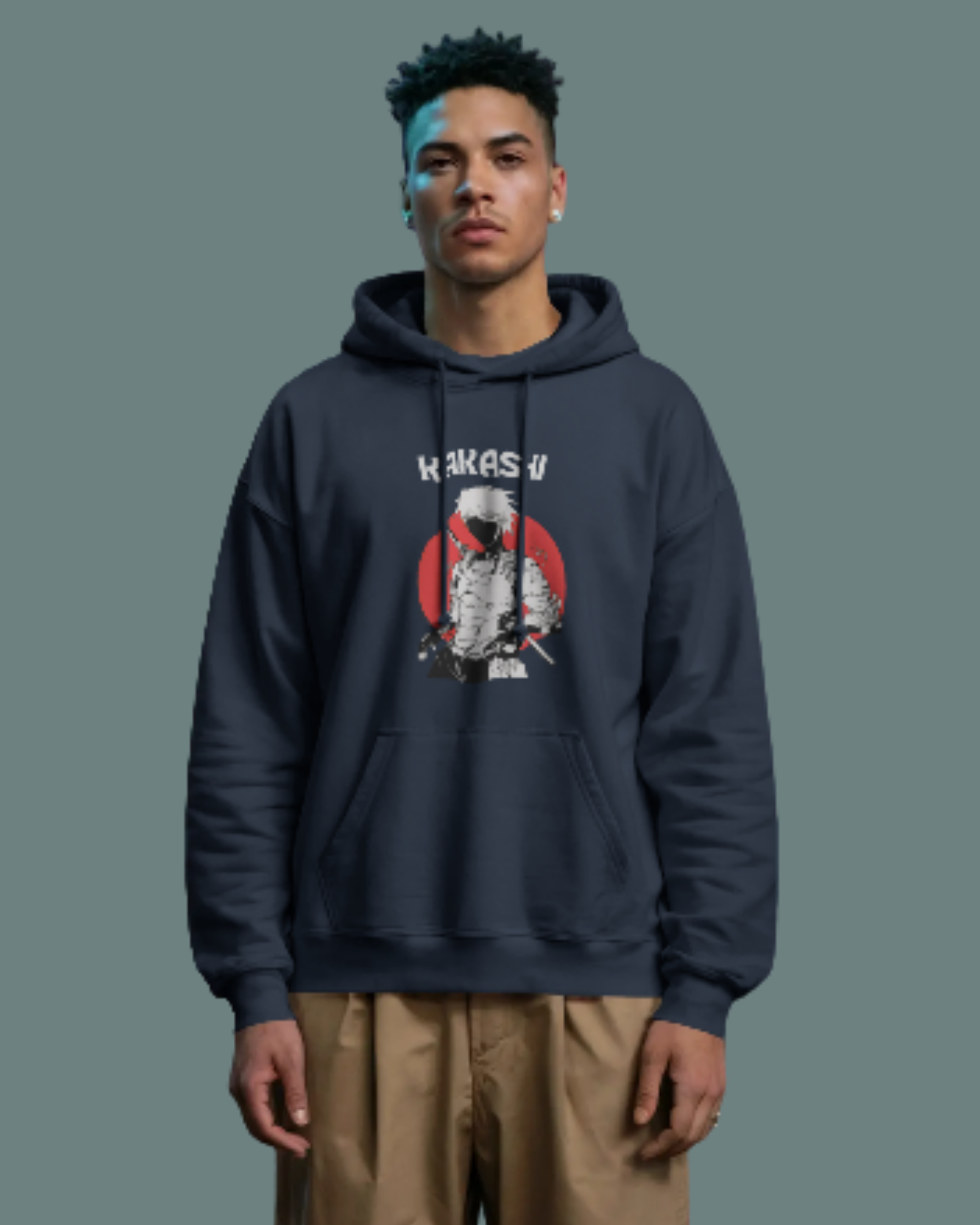 Anime Oversized Hoodie hoodie oversized fit cotton fabric heavyweight fabric graphic print printed design anime inspired design detail view by HAViT Apparel