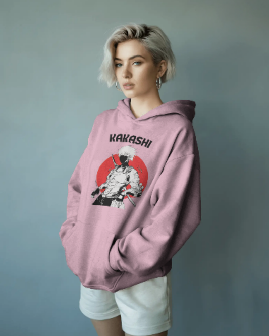 Anime Oversized Hoodie hoodie oversized fit cotton fabric heavyweight fabric graphic print printed design anime inspired design detail view by HAViT Apparel