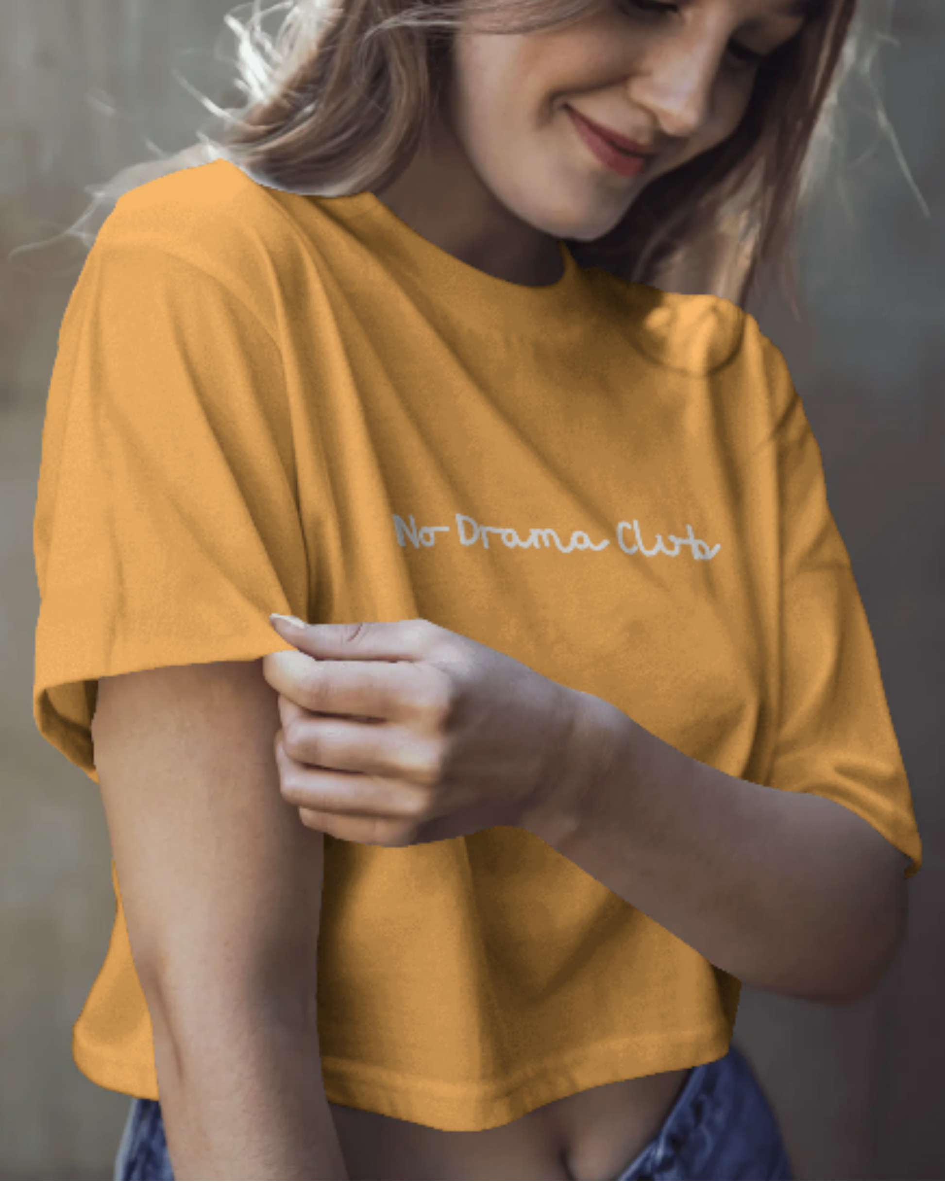 No Drama Please Crop Top cotton fabric heavyweight fabric detail view by HAViT Apparel