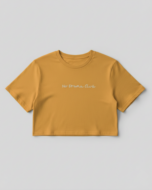 No Drama Please Crop Top cotton fabric heavyweight fabric detail view by HAViT Apparel