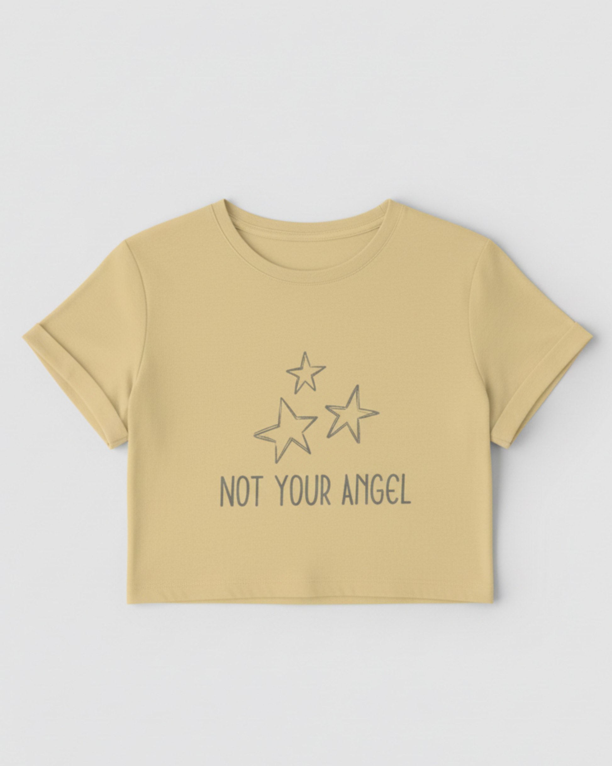 Not Your Angel Crop Top cotton fabric heavyweight fabric detail view by HAViT Apparel