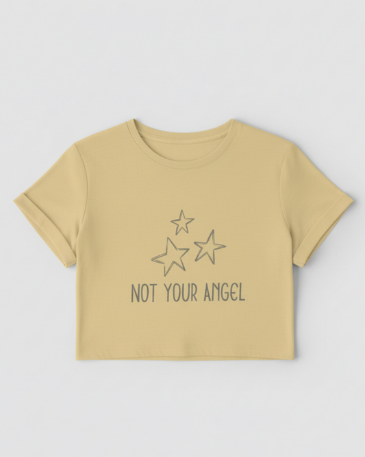 Not Your Angel Crop Top cotton fabric heavyweight fabric detail view by HAViT Apparel
