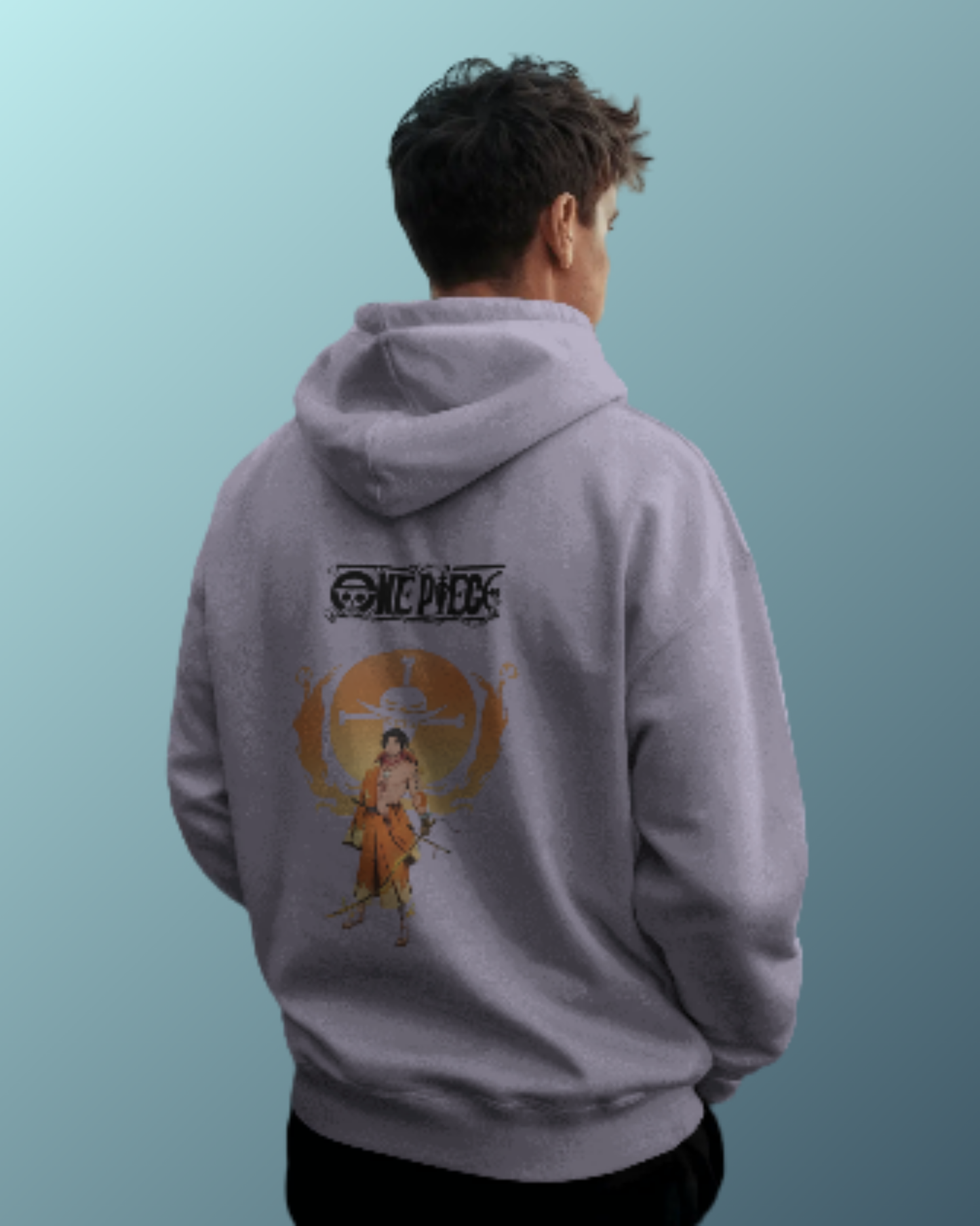 Anime Oversized Hoodie hoodie oversized fit cotton fabric heavyweight fabric printed design anime inspired design detail view by HAViT Apparel