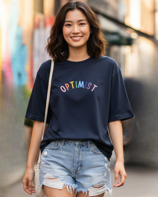 Optimist Core Oversized Tee t-shirt oversized fit cotton fabric heavyweight fabric printed design detail view by HAViT Apparel