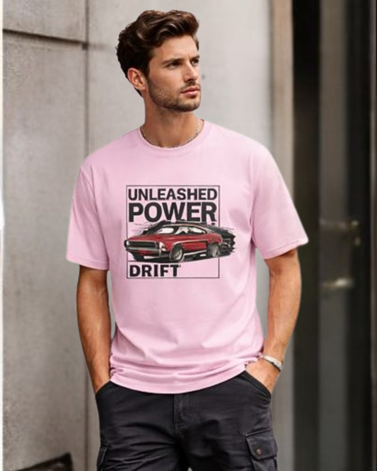 Unleashed Power Drift Oversized Terry Tshirt oversized fit cotton fabric heavyweight fabric graphic print printed design detail view by HAViT Apparel