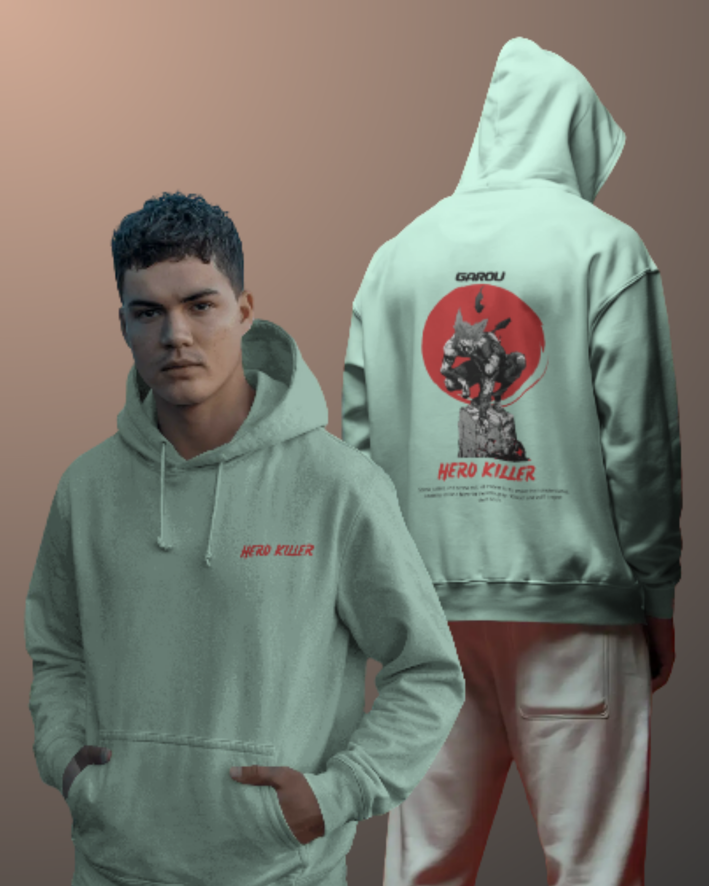 Anime Hoodie hoodie regular fit cotton fabric heavyweight fabric graphic print printed design anime inspired design detail view by HAViT Apparel
