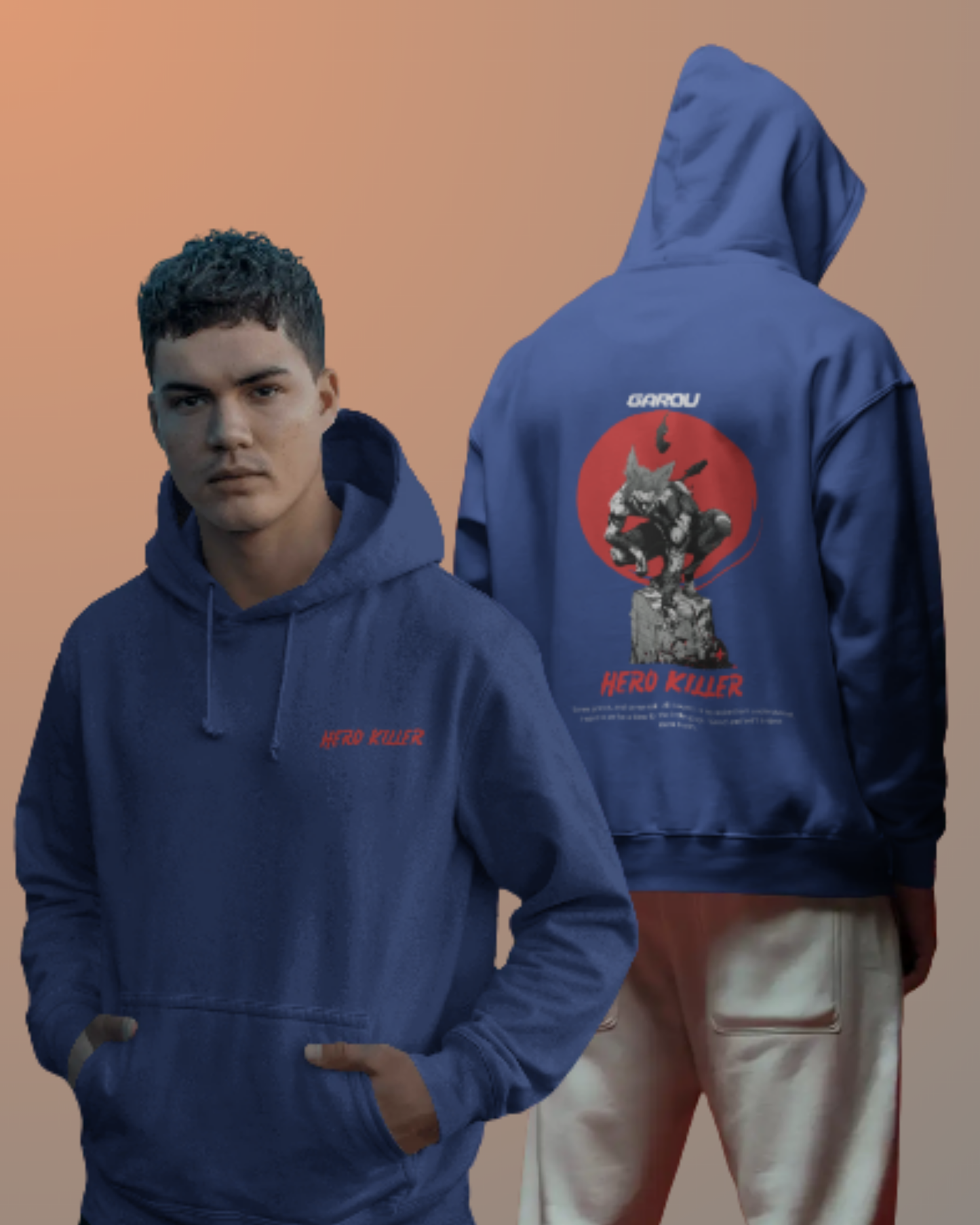 Anime Hoodie hoodie regular fit cotton fabric heavyweight fabric graphic print printed design anime inspired design detail view by HAViT Apparel