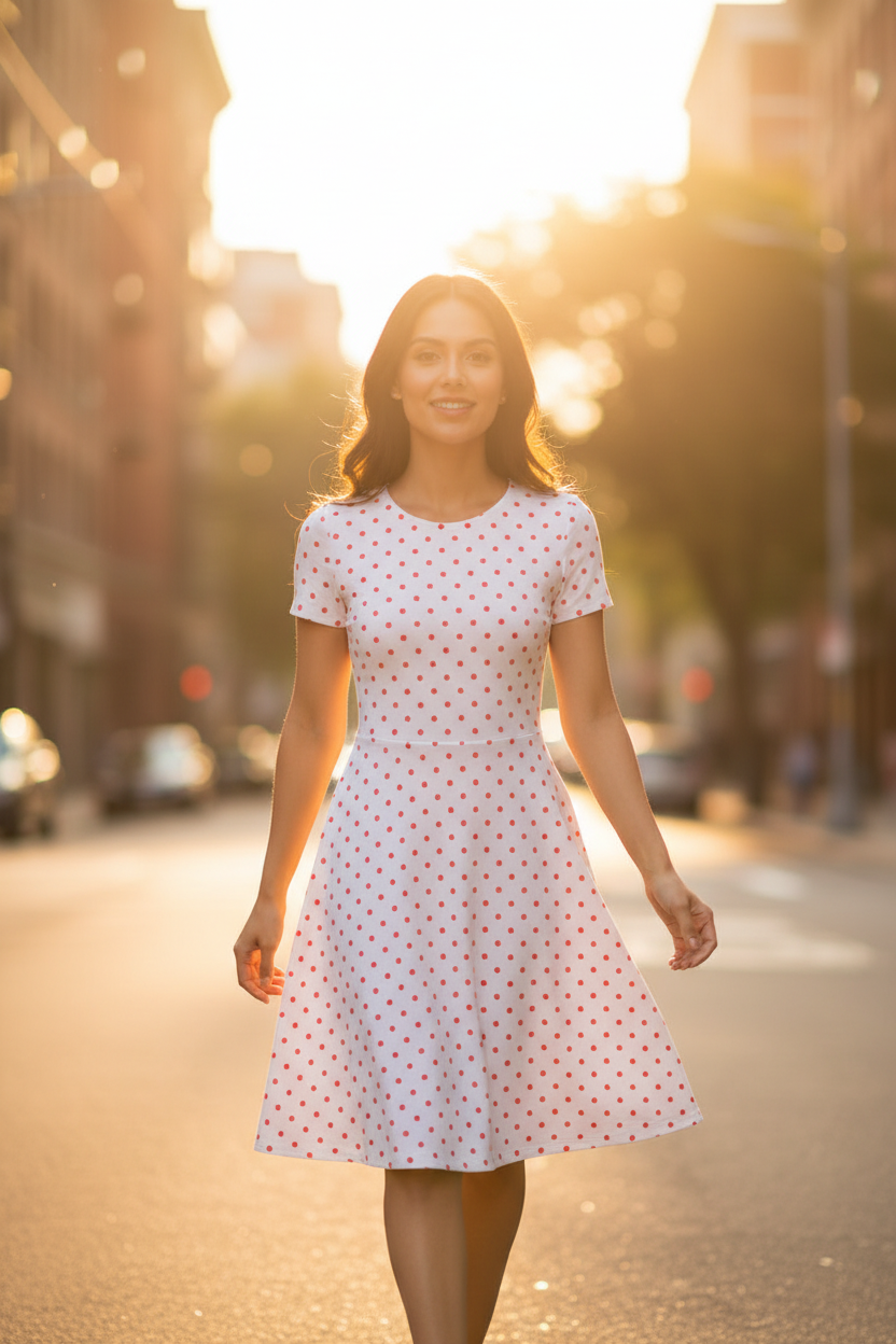 Women's Retro Charm A-Line Dress Red Polka Dot Outdoor Lifestyle – HAViT Apparel