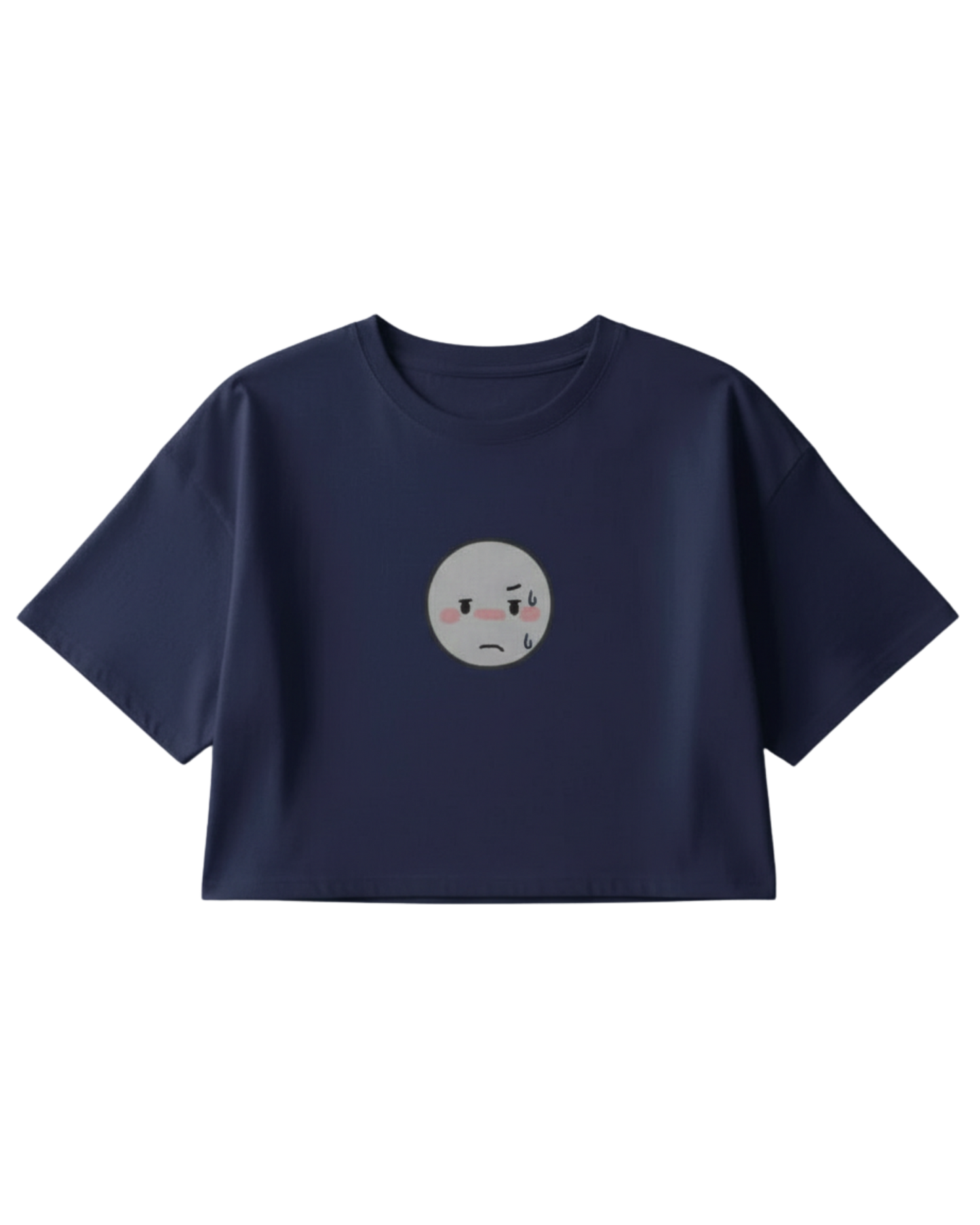 Annoyed Smiley Crop Top cotton fabric heavyweight fabric detail view by HAViT Apparel